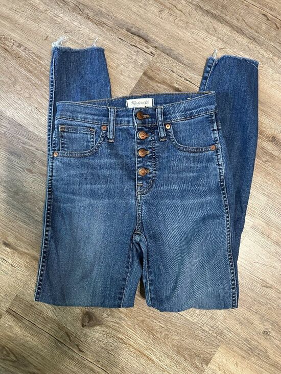 Madewell Denim - Madewell 10" High Rise Skinny Jeans Size 24 Button Fly Raw Hem Denim
